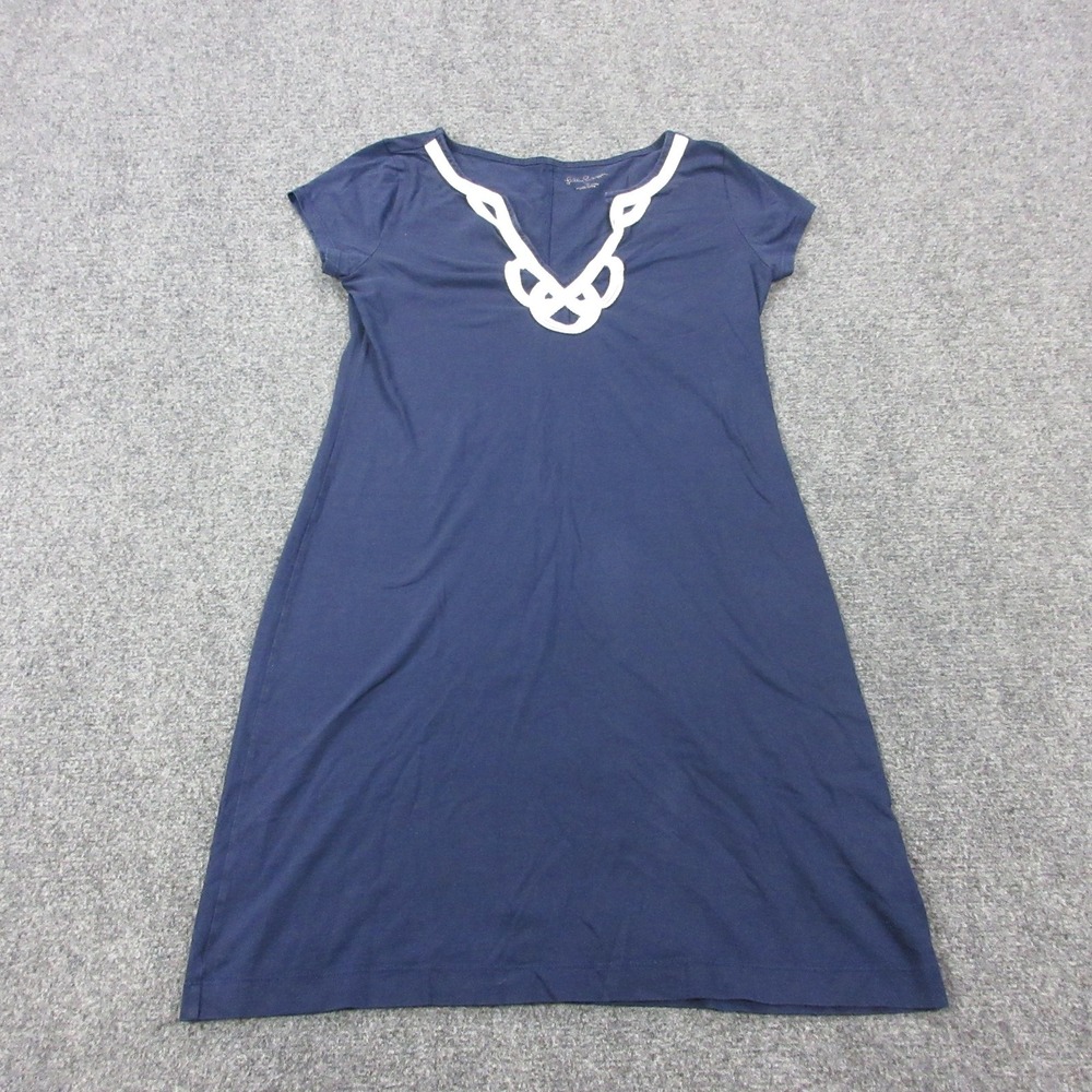 Lilly Pulitzer Brewster T Shirt Dress Womens‎ Small Blue Pima Cotton V Neck